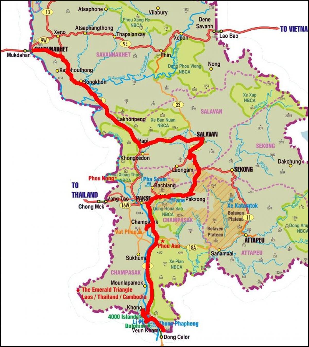 Kaart van savannakhet laos