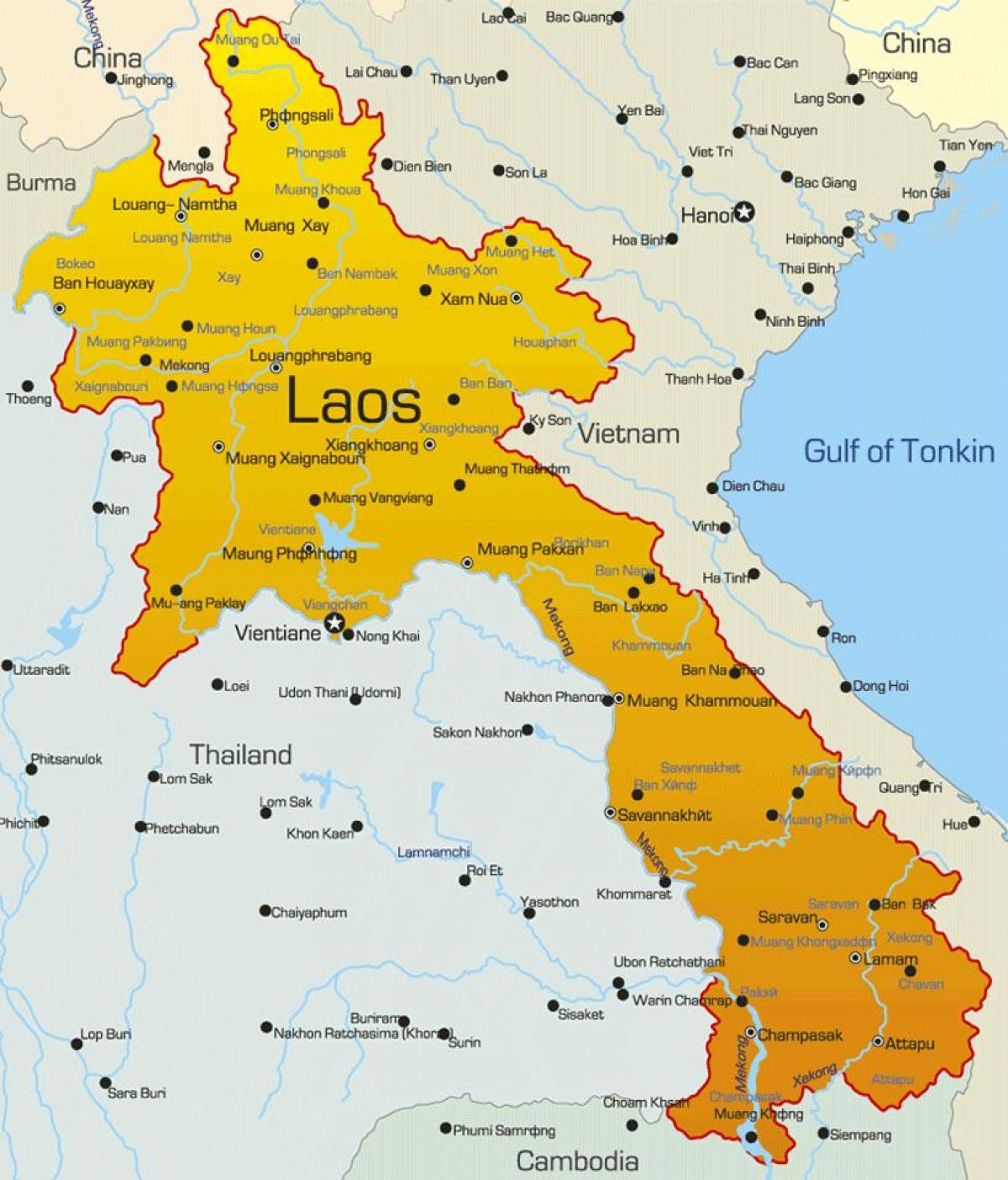 laos op een kaart