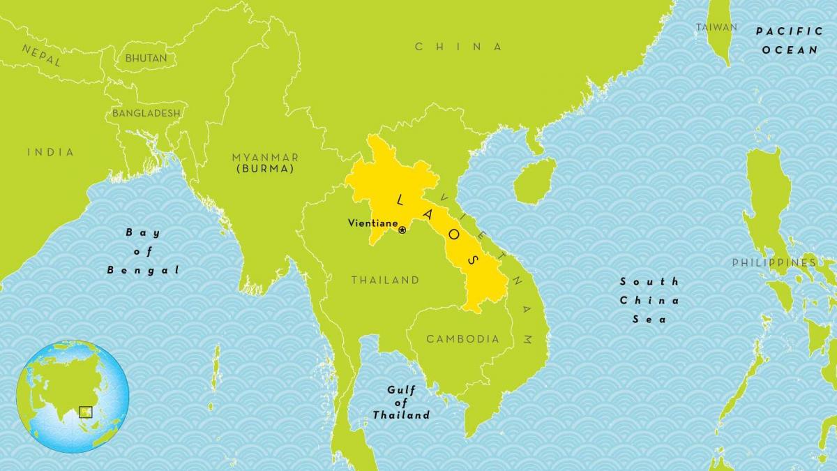 laos locatie op de kaart van de wereld