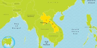 Laos locatie op de kaart van de wereld